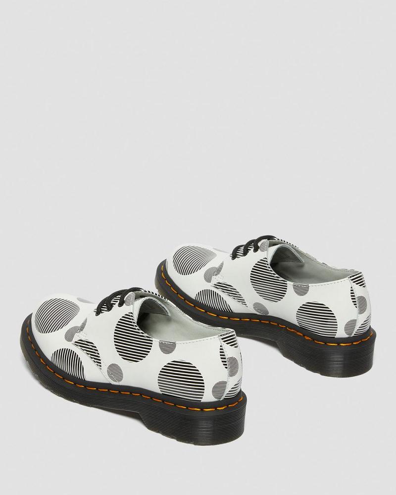 Dr Martens 1461 Polka Dot Smooth Læder Oxford Sko Dame Hvide | DK 366AHK